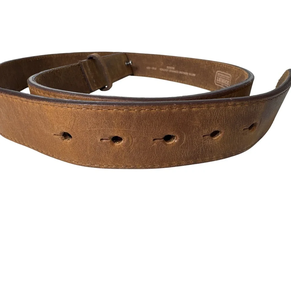 Schmidt Workwear Mens 44 Brown Genuine Cowhide Leather Hidden Buckle Belt 1.5